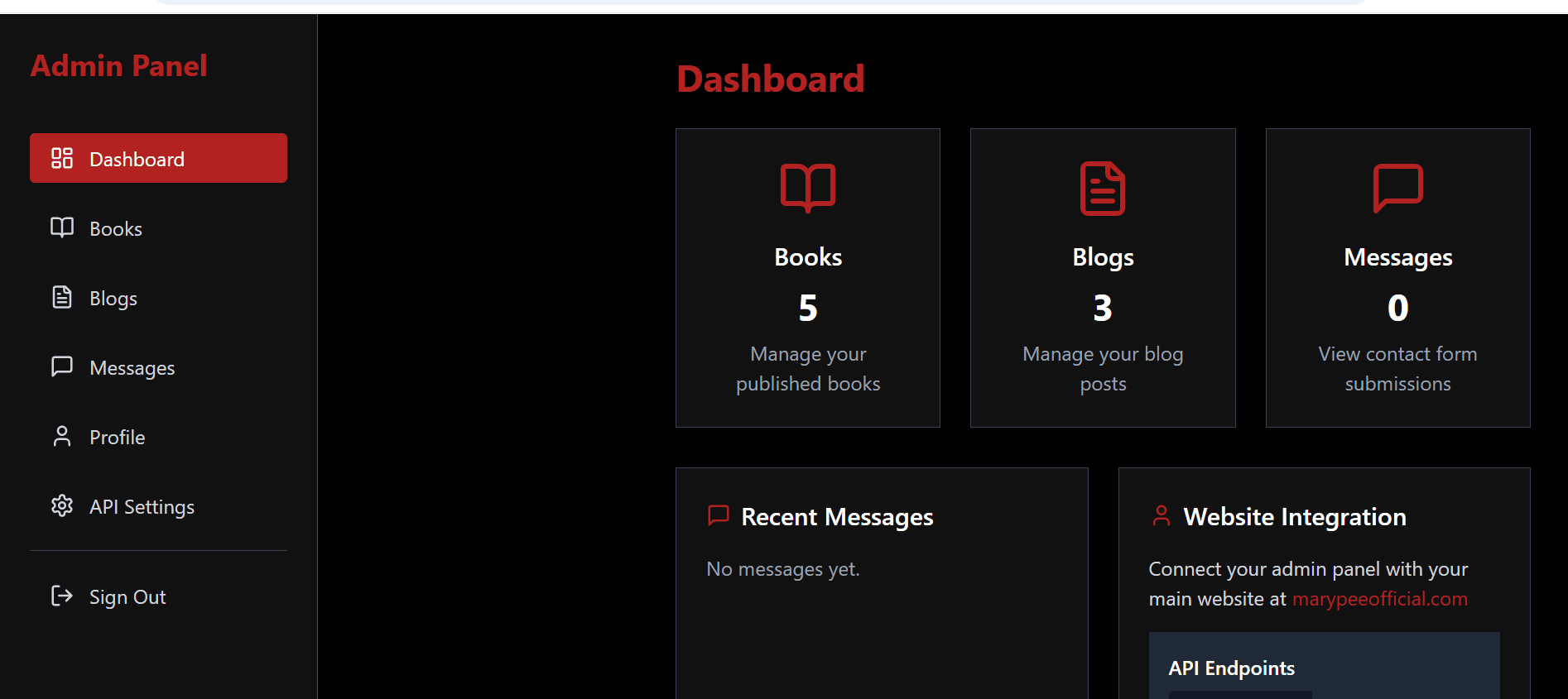 Mary Pee Official — Admin Dashboard